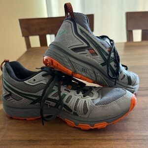 Asics Gray and Orange Men's Athletic Running Shoes